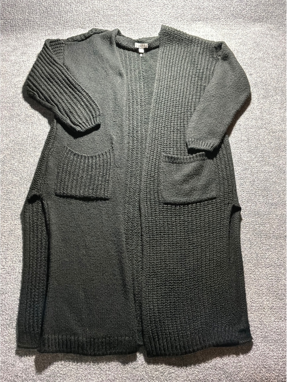 Topshop Size small Black Chunky Knit Open Cardigan Sweater with Pockets